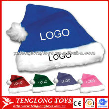 Logo custom Santa hat fashion blue plush Christmas hat